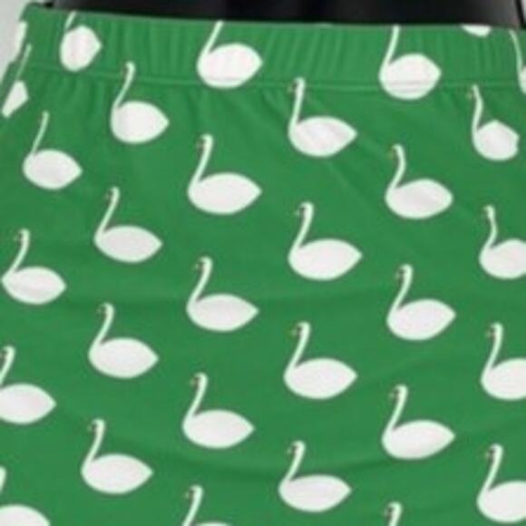 Swimsuit Green & White Swan Print Bombshell Bikini Bottom Only Size Small - Picture 2 of 6